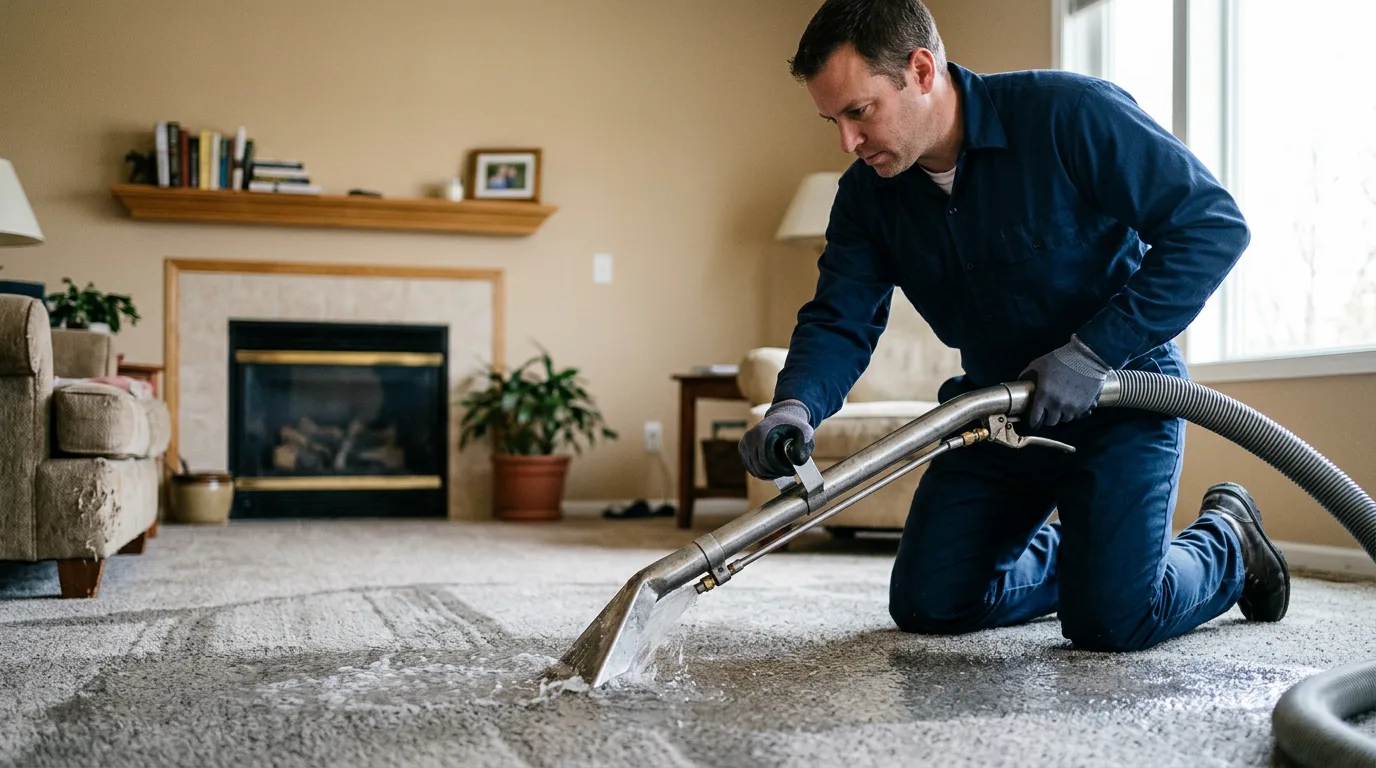 Water damage restoration technician working near Mumford, NY